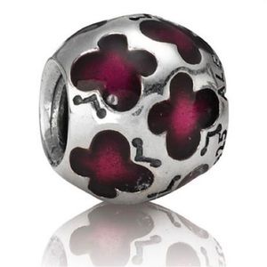 Retired Pandora Magenta Enamel Butterfly Charm